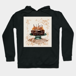 Caramel Pear and Gingerbread Cake Cottagecore Art Watercolor Hoodie